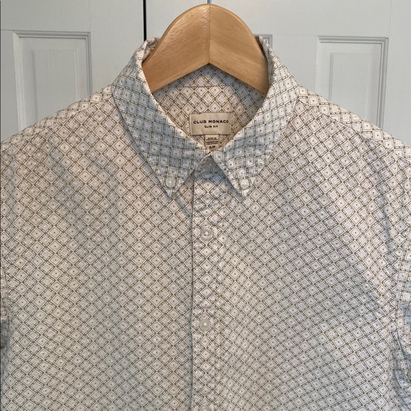 Club Monaco Other - Club Monaco / Short Sleeve Seersucker / Green & White / Small